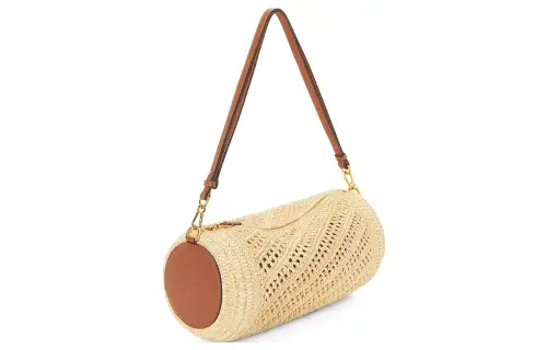 LOEWE Anagram Raffia Fiber With Cow Leather Handbag, Shoulder Bag Women's Natural/Tan
