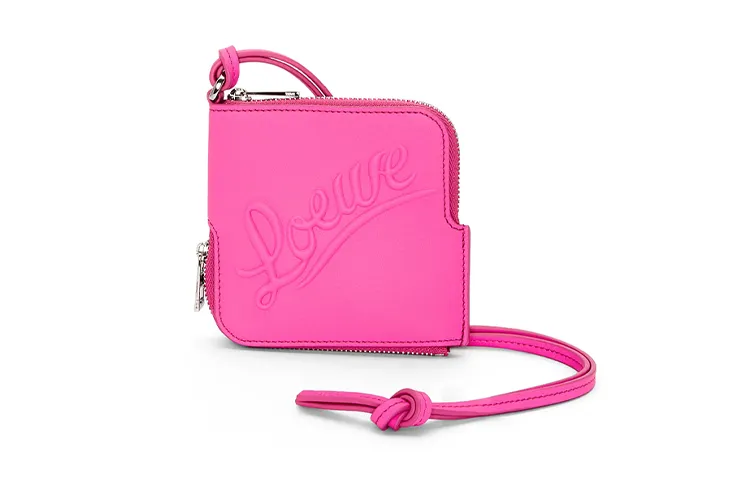 LOEWE Cow Leather Card Holder Women's Peach Pink