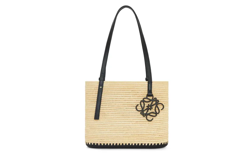 LOEWE Basket Cow Leather Handbag, Shoulder Bag Women's Natural/Black