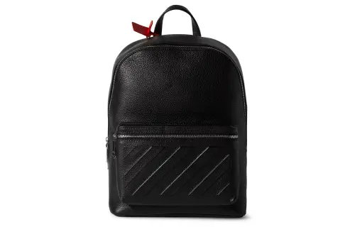 OFF WHITE Leather Backpack Men's Black