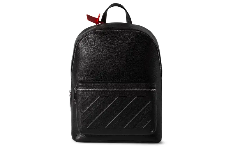 OFF WHITE Leather Backpack Men's Black