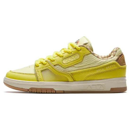 ANTA AOYU Skateboard Shoes Women's Low-Top Yellow White