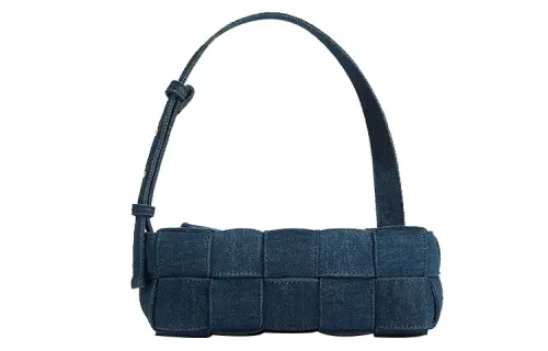 Bottega Veneta Brick Casstte Fabric Portable Crossbody Bag, Shoulder Bag Women's Denim Blue