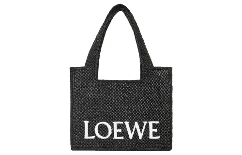 LOEWE Raffia Fiber Shoulder Bag, Crossbody Bag, Handbag Medium Women's Black