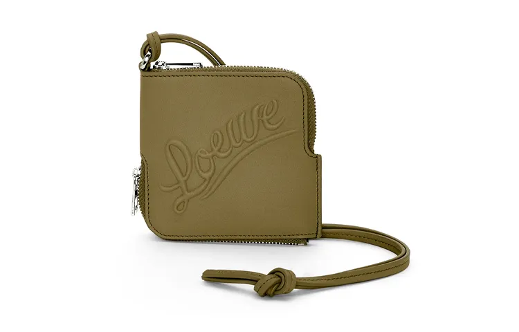 LOEWE Cow Leather Card Holder Women's Olive