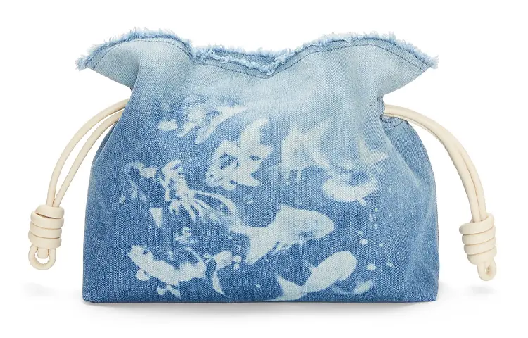 LOEWE Denim Fabric Shoulder Bag, Crossbody Bag, Clutch Medium Women's Denim Blue
