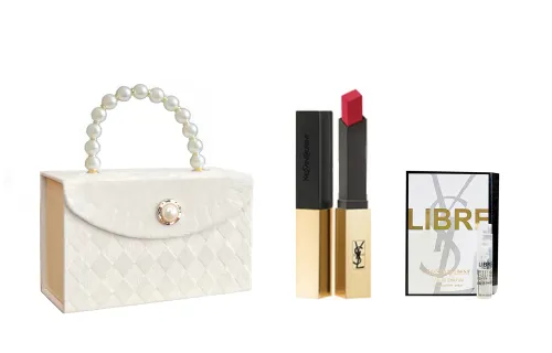 YSL, bar, lipstick, lip gloss, makeup primer, velvet set, perfume for professional use, gift box, square tube, sample