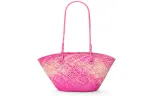 LOEWE Anagram Basket Iracap Palm Fiber With Cow Leather Handbag, Shoulder Bag Women's Peach Pink