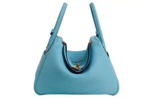 HERMES Lindy Clemence Bullock Leather Handbag 30 Women's P3 Bleu Du Nord Northern Blue