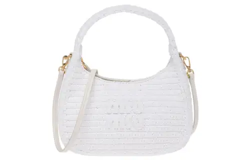MIU MIU Threading Needle Woven Hobo Bag, Shoulder Bag, Handbag Women's White