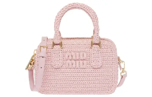 MIU MIU Threading Needle Woven Shoulder Bag, Crossbody Bag, Handbag Women's Snow Pink