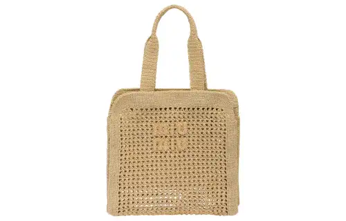 MIU MIU Fabric Tote Bag, Shopping Bag, Handbag Women's Beige