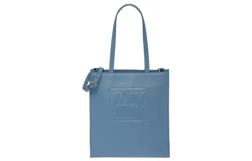 MIU MIU Leather Tote Bag, Shopping Bag, Handbag Women's Interstellar Blue