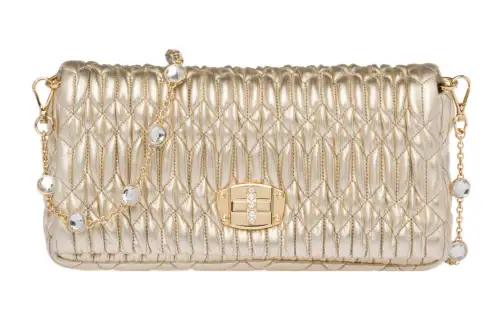 MIU MIU Lambskin Shoulder Bag, Crossbody Bag Women's Pyrite