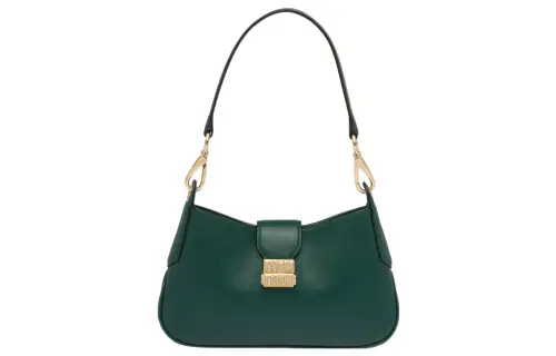 MIU MIU Leather Hobo Bag, Shoulder Bag, Handbag Women's Oleander Green