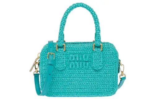 MIU MIU Threading Needle Woven Bowling Bag, Shoulder Bag, Crossbody Bag, Handbag Women's Jade Green