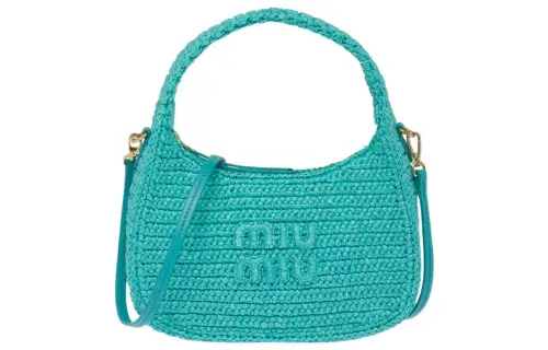 MIU MIU Threading Needle Woven Hobo Bag, Shoulder Bag, Handbag Women's Jade Green