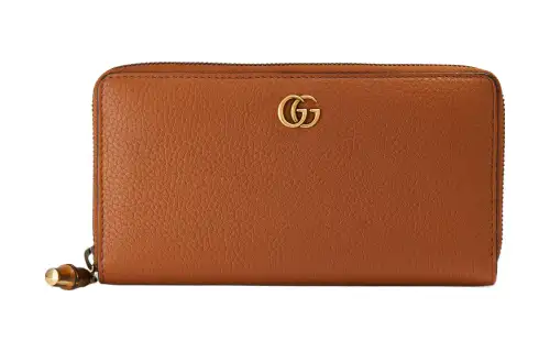 GUCCI Leather Wallet Women's Brown