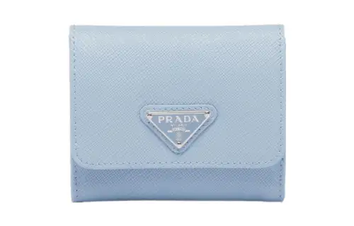 PRADA Leather Wallet Small Women's Light Blue