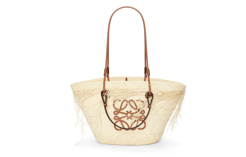 LOEWE Iracap Palm Fiber With Cow Leather Handbag, Shoulder Bag Women's