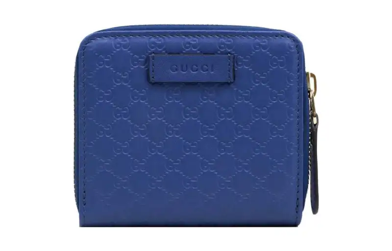 GUCCI Leather Wallet Women's Blue