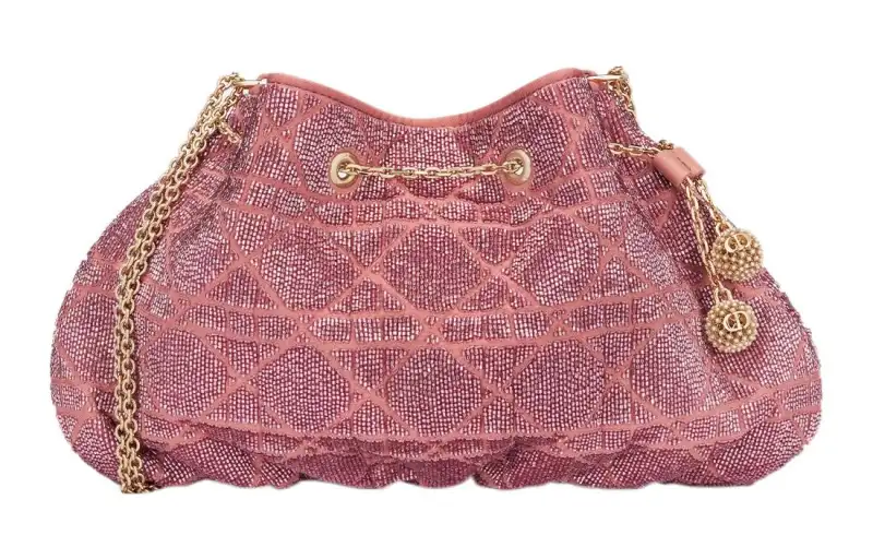 DIOR D Dream Cotton Fabric Bucket Bag, Shoulder Bag, Crossbody Bag Women's Ethereal Pink