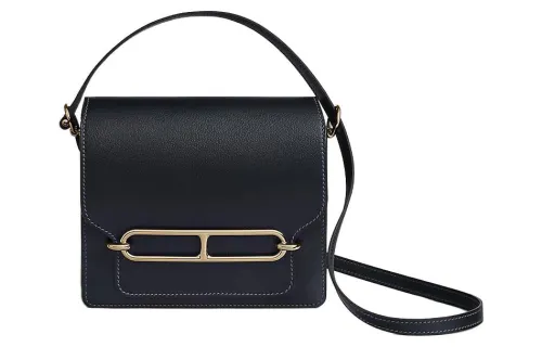 HERMES Roulis Light Gold Buckle Evercolor Calfskin Pig Nose Bag, Wallet, Handheld Shoulder Bag, Crossbody Bag Mini