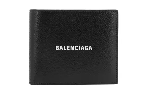 Balenciaga Cow Leather Card Holder, Wallet Unisex Black