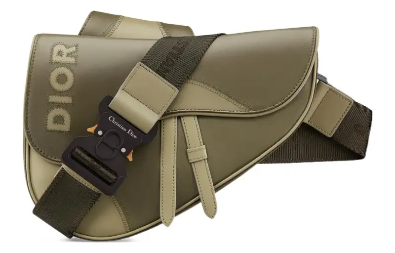 DIOR Saddle Adjustable Strap Smooth Calfskin Saddle Bag Shoulder Bag Handbag Crossbody Bag Men's Khaki