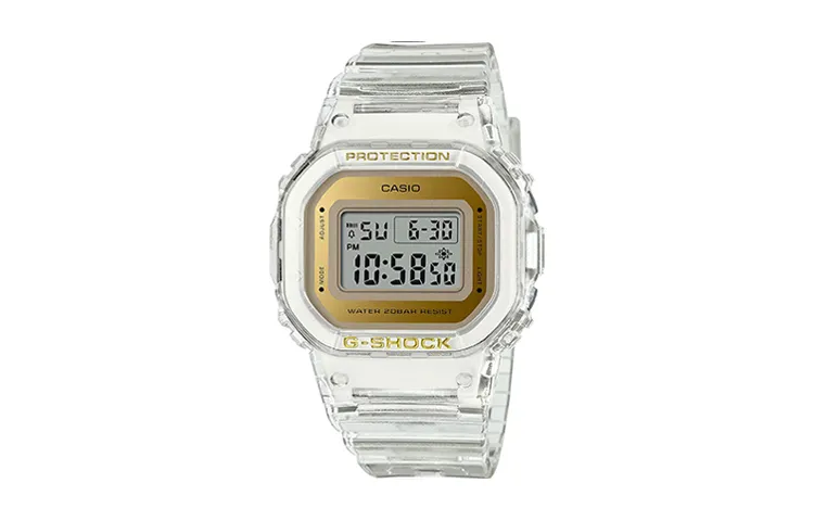 CASIO Analog Digital Display G SHOCK Quartz Movement Resin Strap Watch Unisex Gold Dial