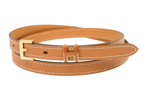 HERMES POP H Leather Belts Women's Width 1.5cm