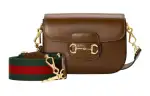 GUCCI Horsebit 1955 Leather Saddle Bag, Crossbody Bag, Shoulder Bag Women's Brown