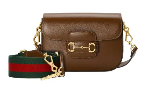 GUCCI Horsebit 1955 Leather Saddle Bag, Crossbody Bag, Shoulder Bag Women's Brown