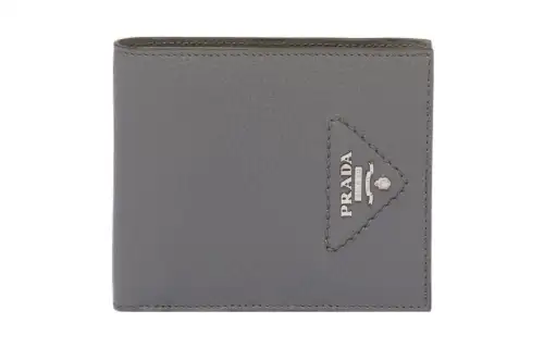 PRADA Leather Wallet Men's Marble Gray