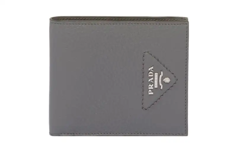 PRADA Leather Wallet Men's Marble Gray