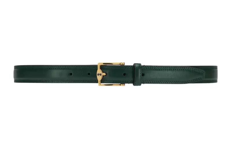 GUCCI Leather Belts Men's Dark Green Width 2.5cm