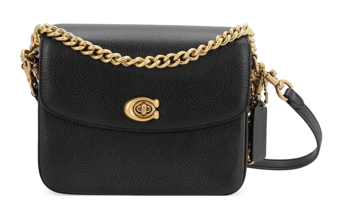 COACH Cassie Cow Leather Messenger Bag, Portable Crossbody Bag, Shoulder Bag Women's Black