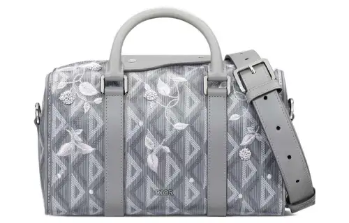 DIOR Lingot Canvas Lily Of The Valley Embroidery One Shoulder Crossbody Handheld Travel Bag Men's Dior Gray