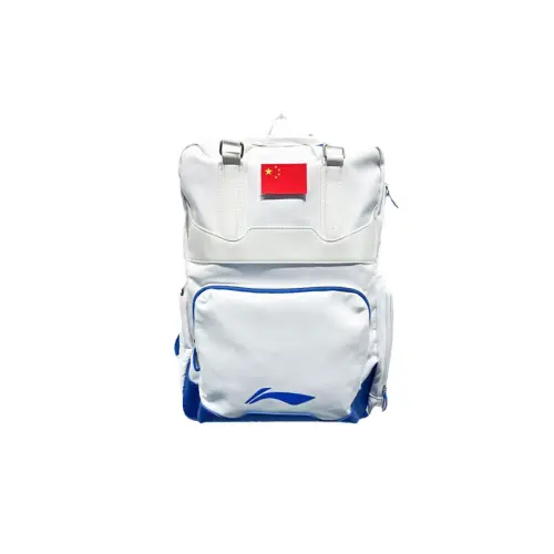 Li Ning Polyester+PU Backpack Regular Unisex White Blue