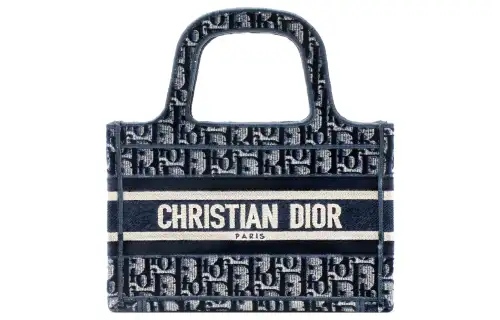 DIOR BookTote Velvet Tote Bag, Shopping Bag, Handbag Mini Women's Blue