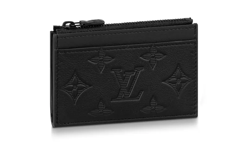 LOUIS VUITTON COIN Cow Leather Card Holder Regular Men's Black