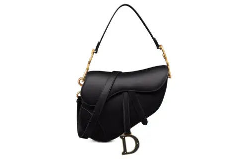 DIOR Smooth Calfskin Saddle Bag, Shoulder Bag, Crossbody Bag, Handbag Women's Black