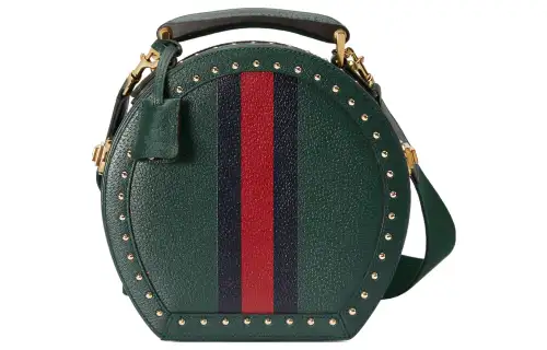 GUCCI Leather Hat Storage Box, Shoulder Bag, Crossbody Bag Mini Women's Green