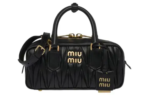 MIU MIU Matelassé Soft Sheepskin Leather Shoulder Bag, Crossbody Bag, Handbag Women's Black