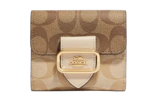 COACH Morgan Canvas With Leather Wallet Small Women's Khaki