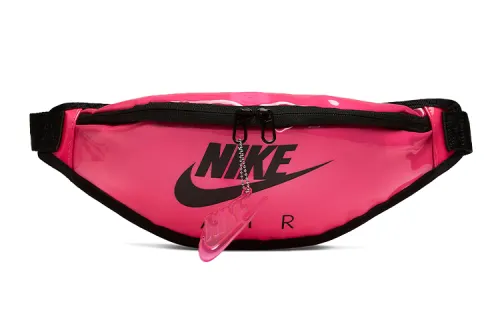 Nike Heritage Zip Closure Rubber And Plastic Material Crossbody Bag, Fanny Pack Regular Women's Explosion Pink