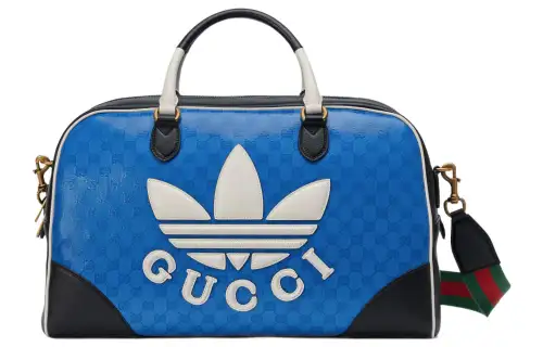 GUCCI X Adidas Originals Collaboration Canvas With Leather Trim Handbag, Shoulder Bag, Crossbody Bag, Travel Bag Men's