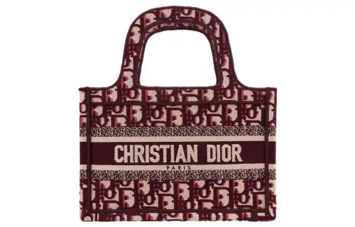 DIOR BookTote Canvas Tote Bag, Shopping Bag, Handbag Mini Women's Burgundy