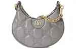 GUCCI GG Matelassé Leather Shoulder Bag Crescent Bag Shoulder Bag, Crossbody Bag Women's Gray