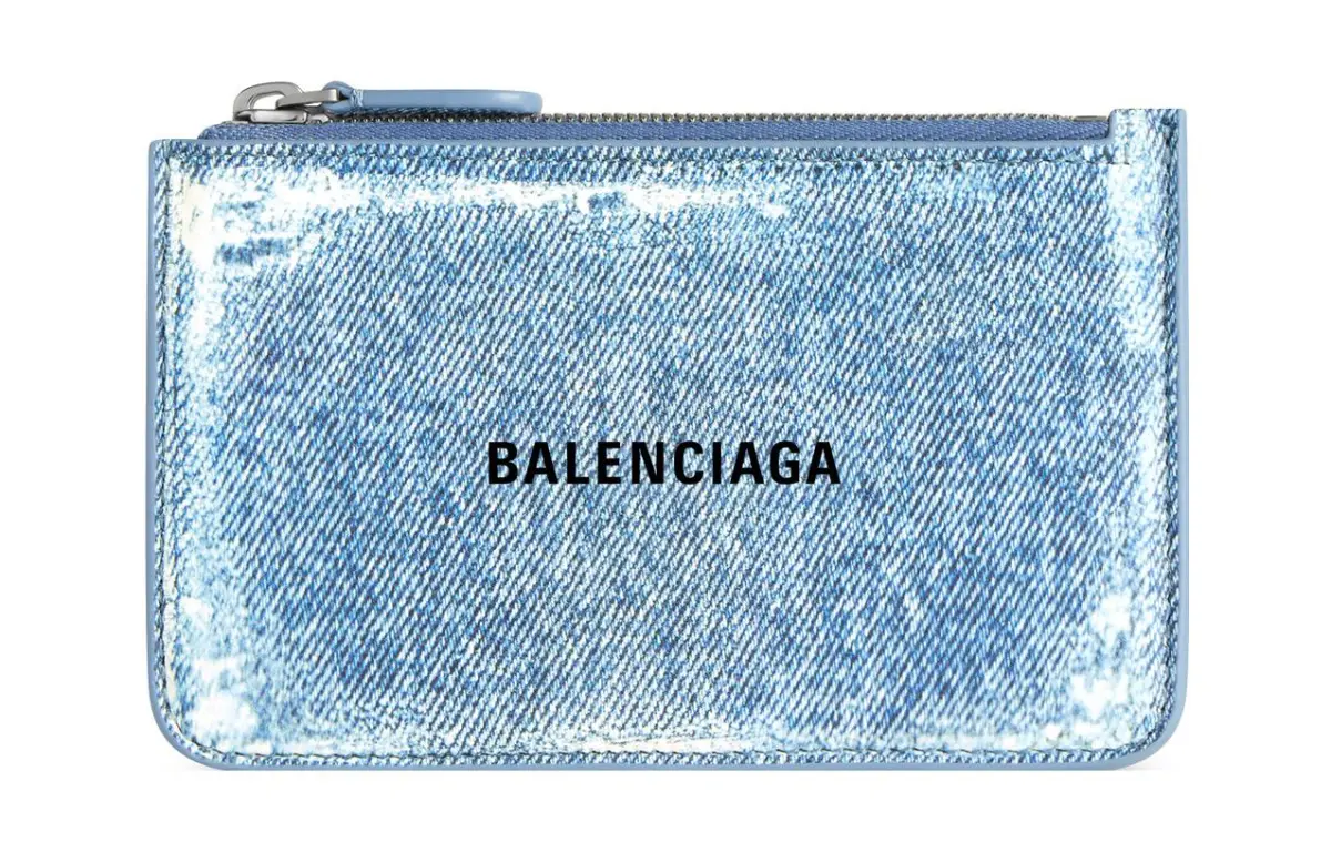 Balenciaga Cash Sheepskin Card Holder Card Holder Large Women's Blue
